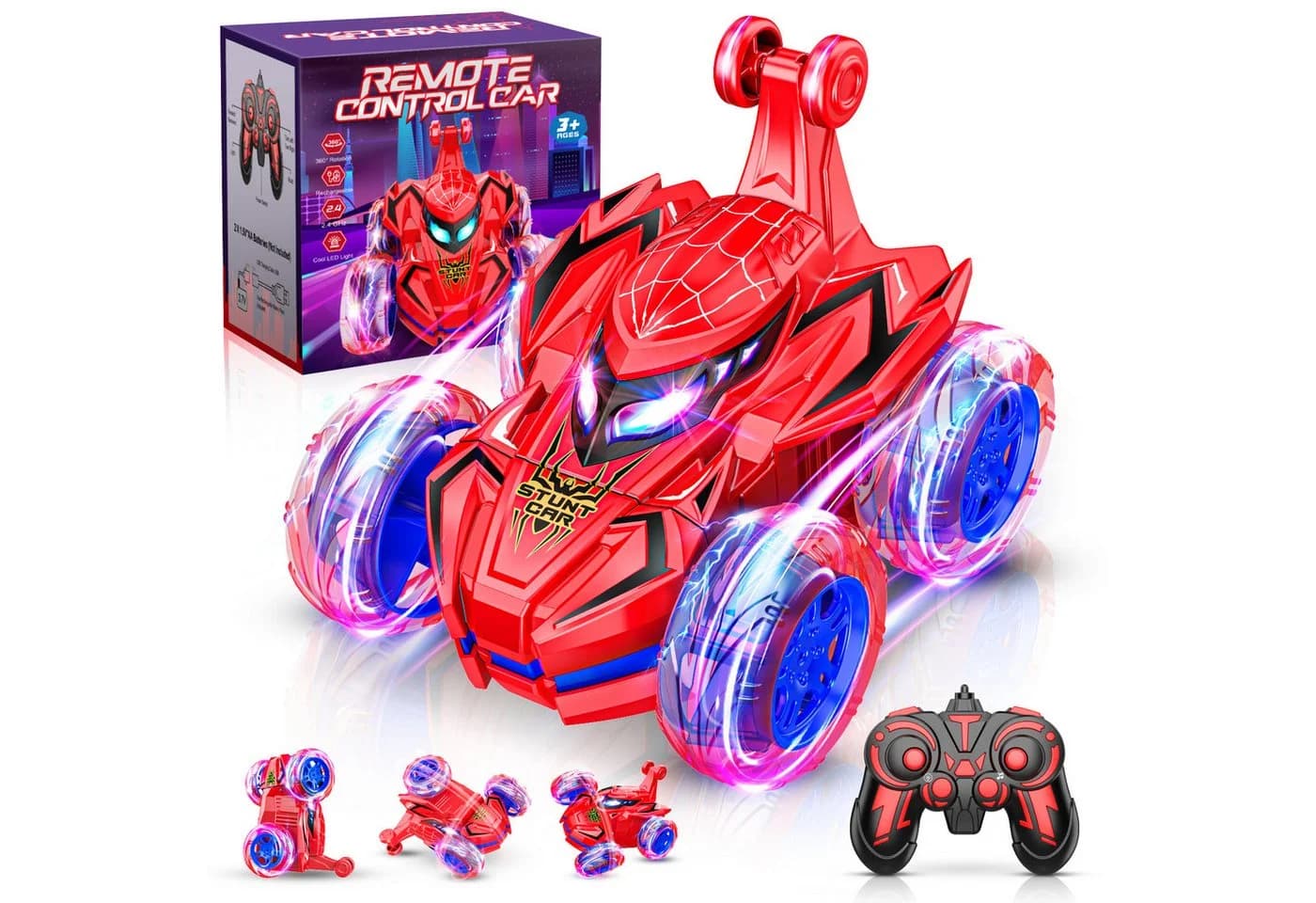 Wootoy RC-Auto Kinder Monstertruck Spider Rot mit 360°-Stunts & LED-Rädern - Bild 2