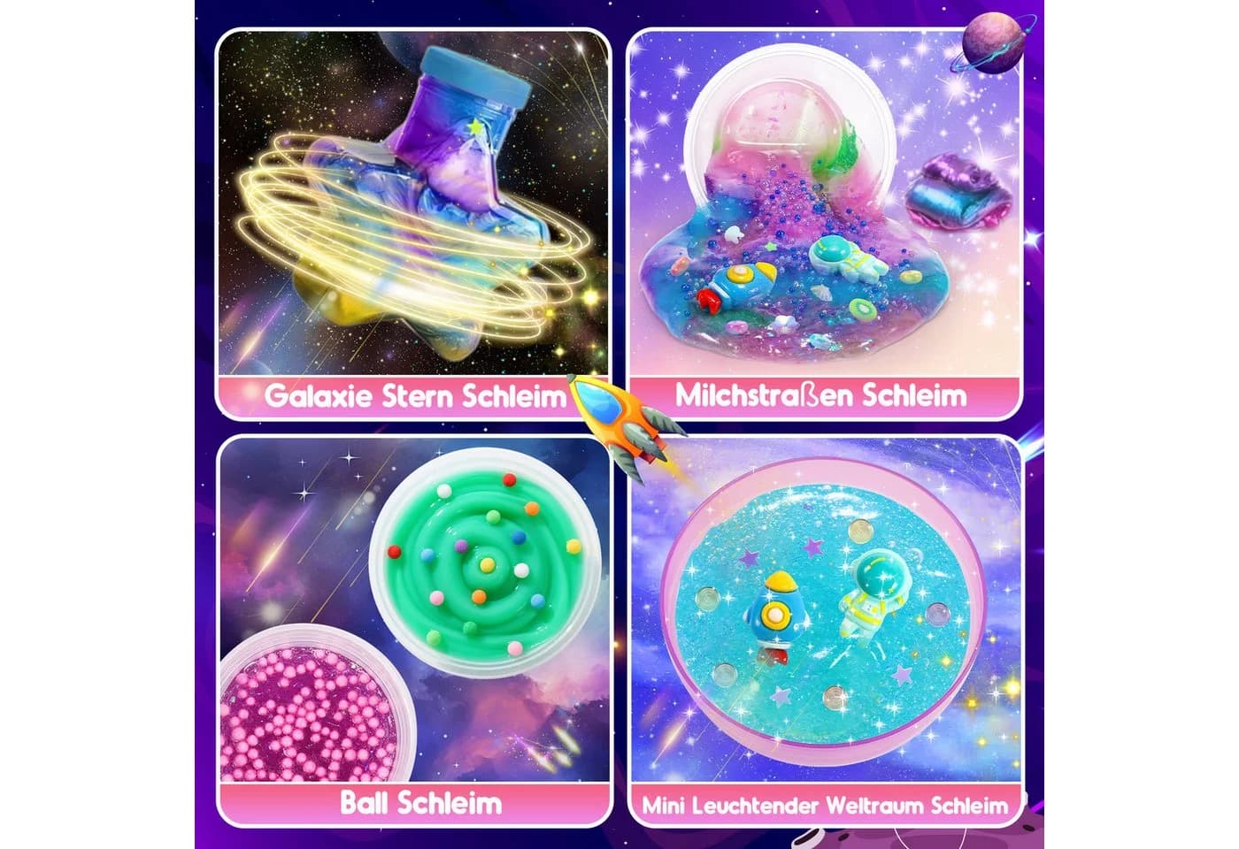 Wootoy Slime Bastelset DIY Experimentierkasten Galaxie Einhorn Violett