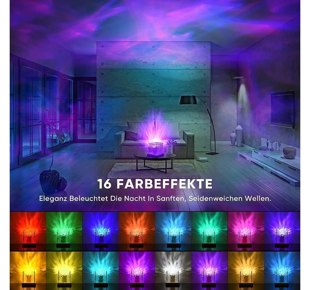 Wootoy LED Nachtlicht Wasserwellen-Lampe Weiss RGB Projektor - Bild 3