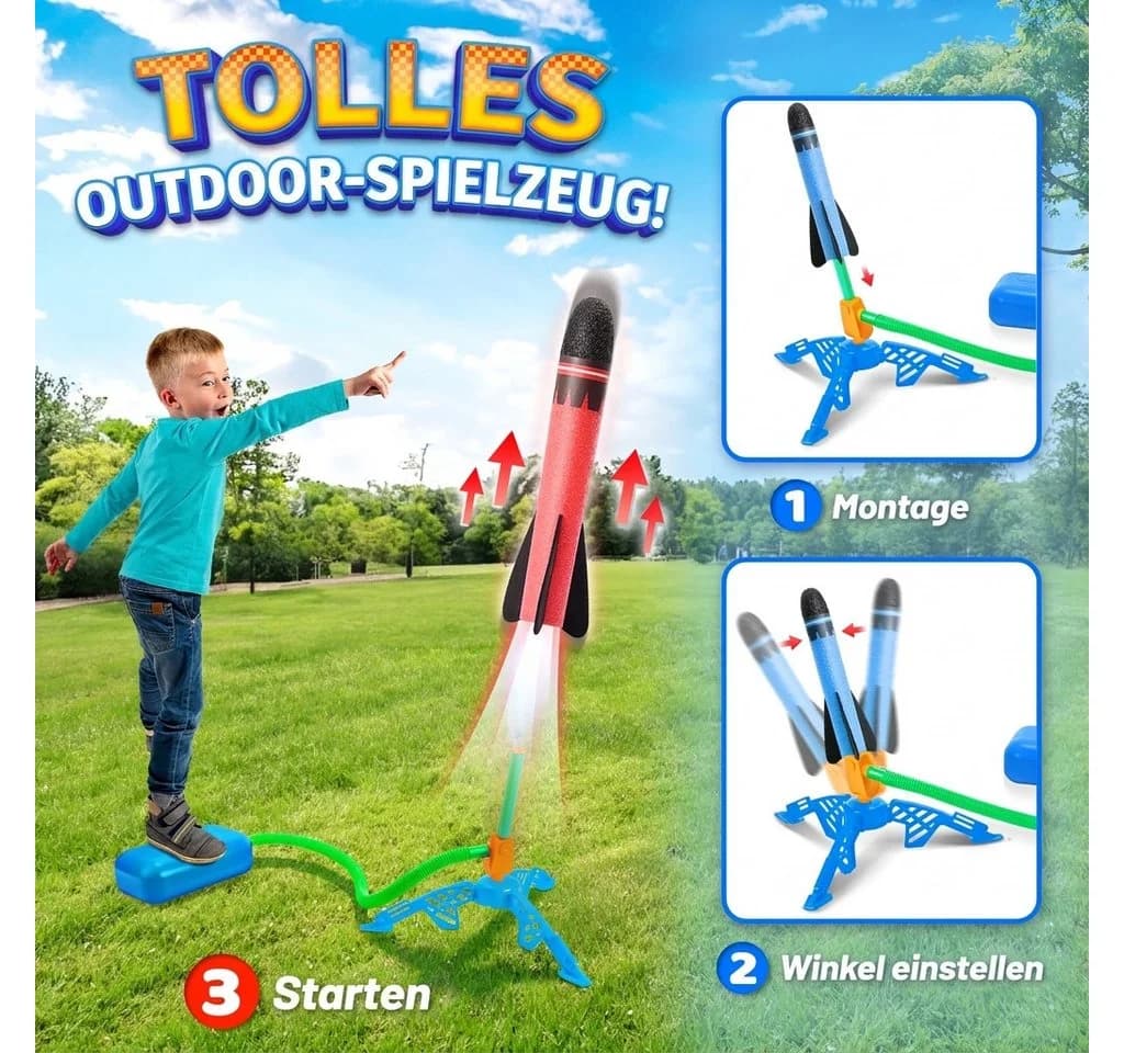 Wootoy Raketenwerfer-Set 4-tlg. Schaumstoffraketen mit Luftbalg - Bild 4