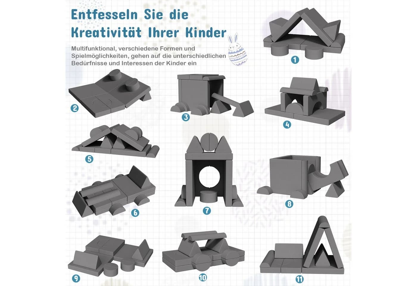 15-teiliges Modulares Kindersofa aus Cord - Bild 3