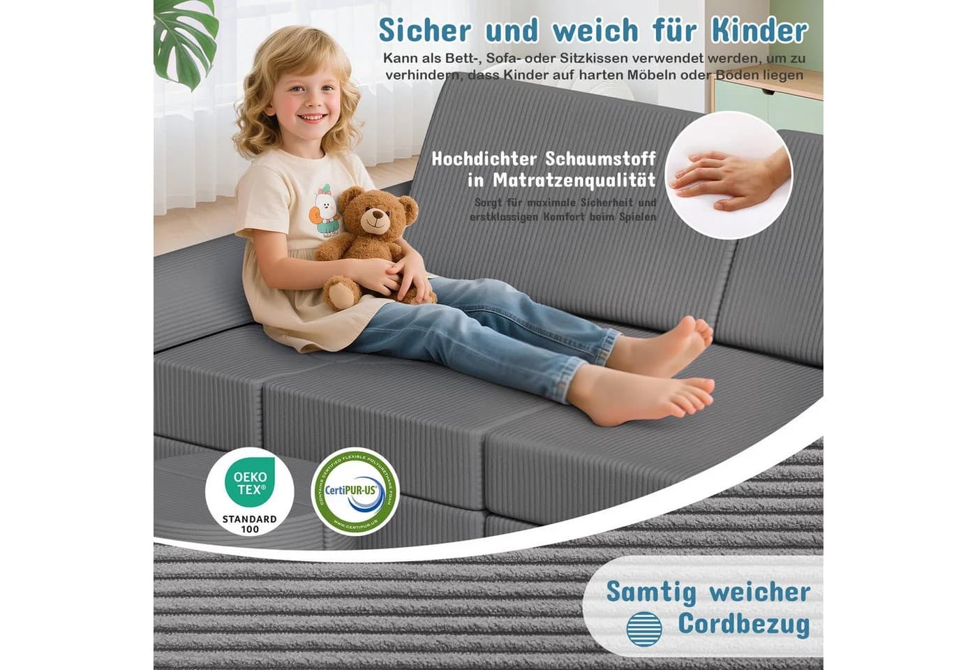 15-teiliges Modulares Kindersofa aus Cord - Bild 4