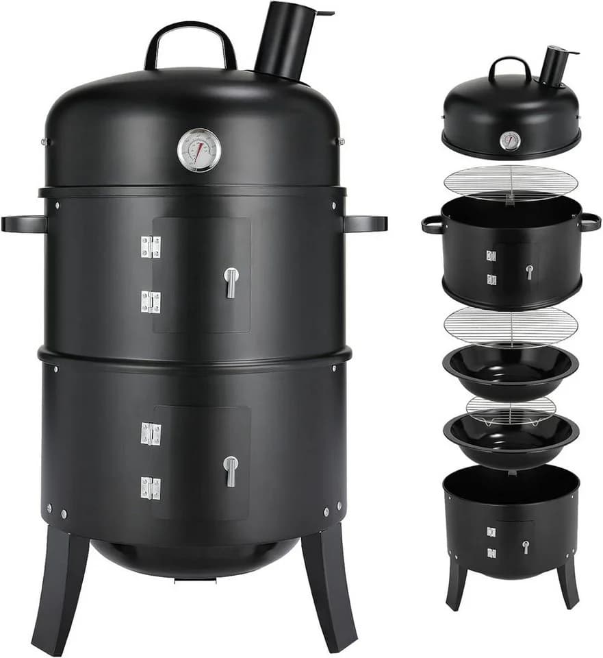 TLGREEN Smoker Räucherofen 3-in-1 Schwarz Edelstahl - Bild 2