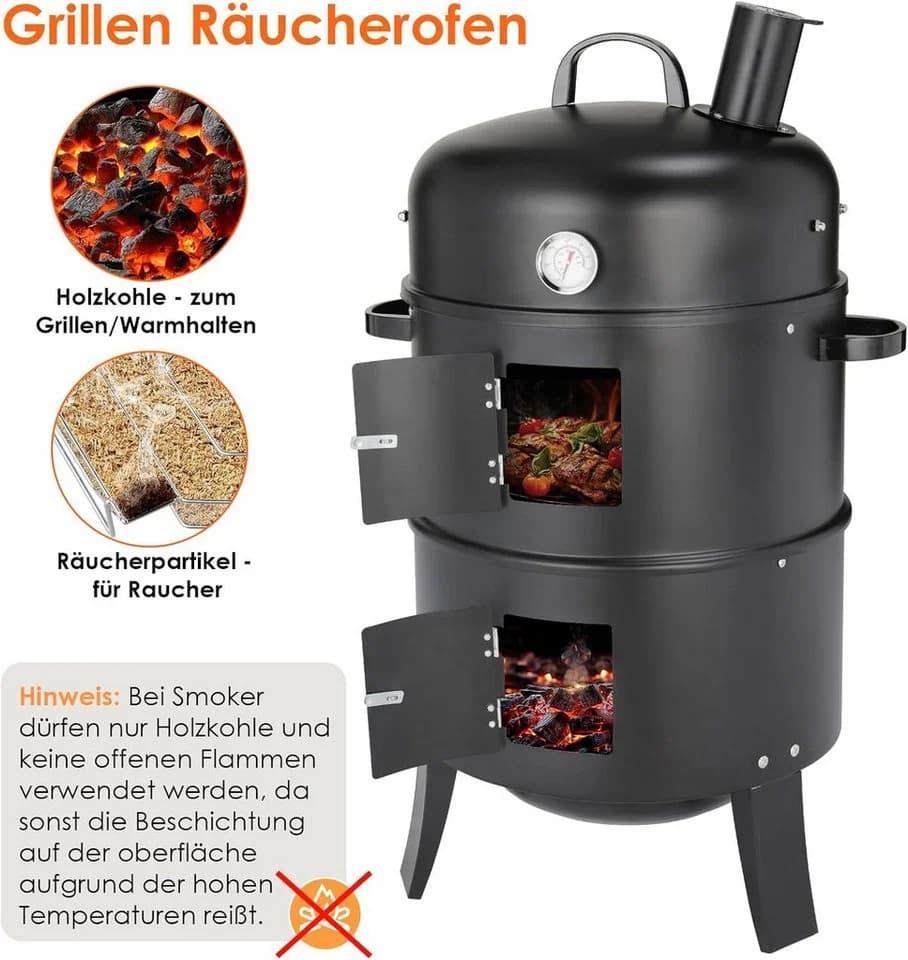 TLGREEN Smoker Räucherofen 3-in-1 Schwarz Edelstahl - Bild 5