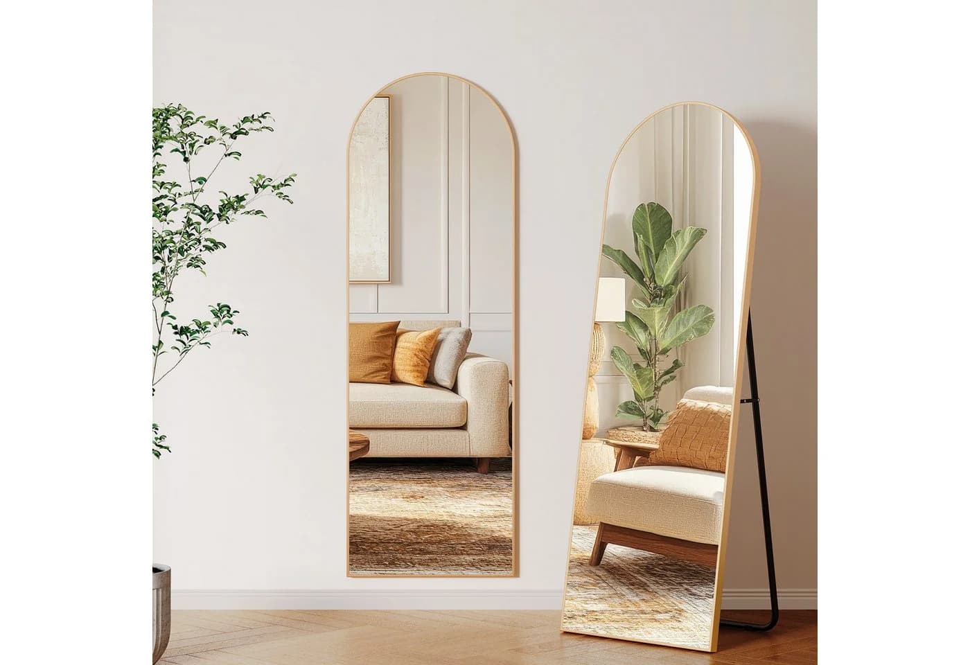 TLGREEN Ganzkörperspiegel 150 x 50 cm Aluminiumrahmen Stand- oder Wandspiegel - Bild 2