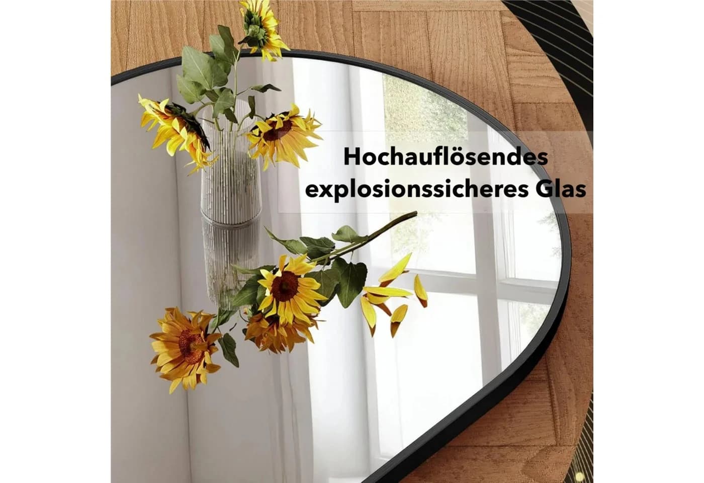 TLGREEN Wandspiegel Schwarz Gold 66x96cm Bogen - Bild 4