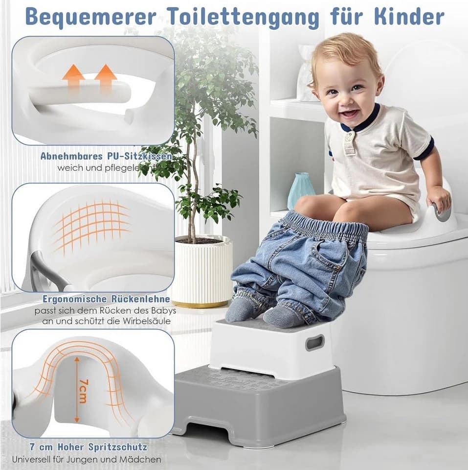 TLGREEN Toilettentrainer Kinder mit Tritthocker & Rückenlehne - Bild 3