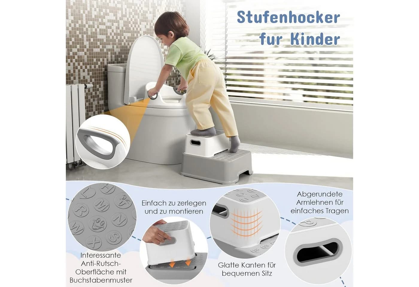 TLGREEN Toilettentrainer Kinder mit Tritthocker & Rückenlehne - Bild 5
