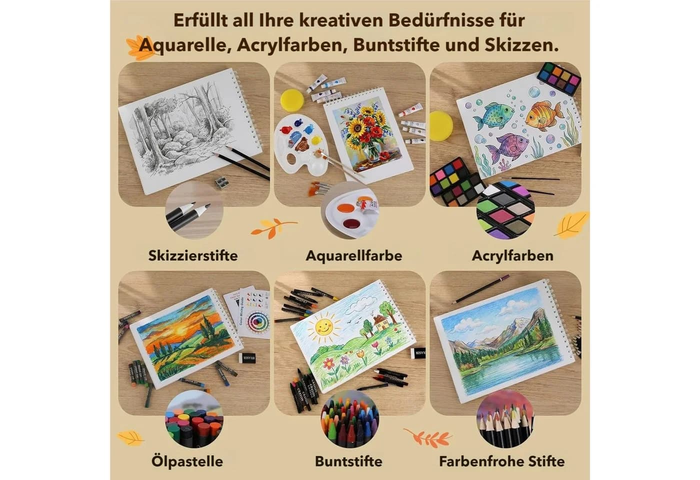 TLGREEN Malpalette 202-teiliges Malset Deluxe Malkoffer - Bild 5