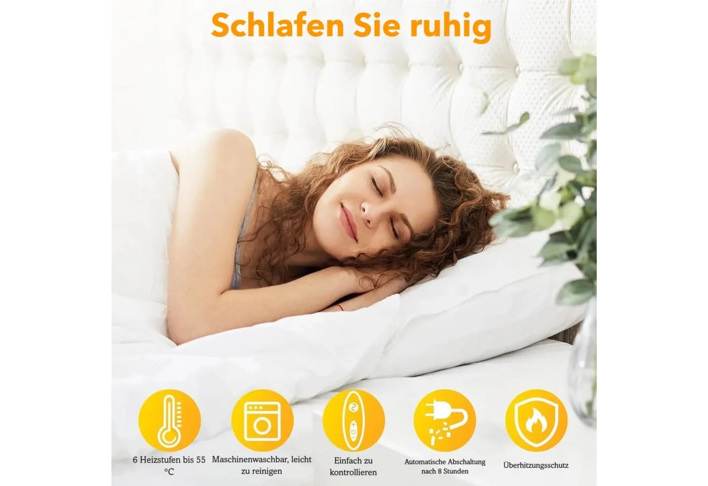 TLGREEN Wärmeunterbett Maschinenwaschbar 6 Temperaturstufen 1,7 m Fernbedienung