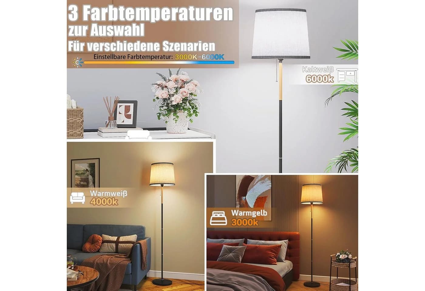TLGREEN Stehlampe 170cm mit Smart LED-Birne & Fernbedienung