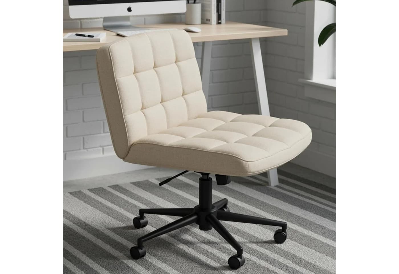 TLGREEN Bürostuhl Drehstuhl mit breiter Sitzfläche, Ergonomischer Stuhl, Höhenverstellbarer Schneidersitz Drehstuhl für Home Office - Bild 2