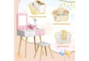 TLGREEN Kinderschminktisch 2-in-1 Rosa-Weiß mit Spiegel, Hocker & Schubladen Bild 3