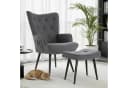 TLGREEN Relaxsessel Ohrensessel mit Hocker, Chenillestoff, 168kg, Sessel-Garnitur mit Hocker für Wohnzimmer Bild 2