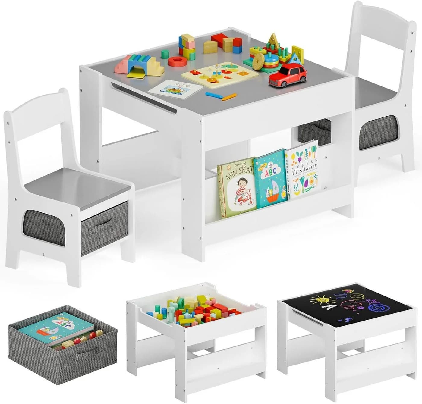 TLGREEN Kindersitzgruppe 3-in-1 mit Whiteboard & Stauraum - Bild 2