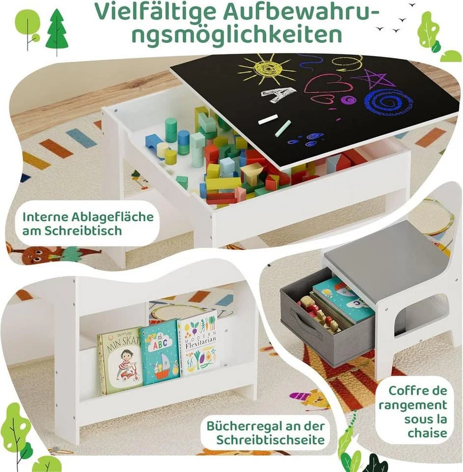 TLGREEN Kindersitzgruppe 3-in-1 mit Whiteboard & Stauraum - Bild 4