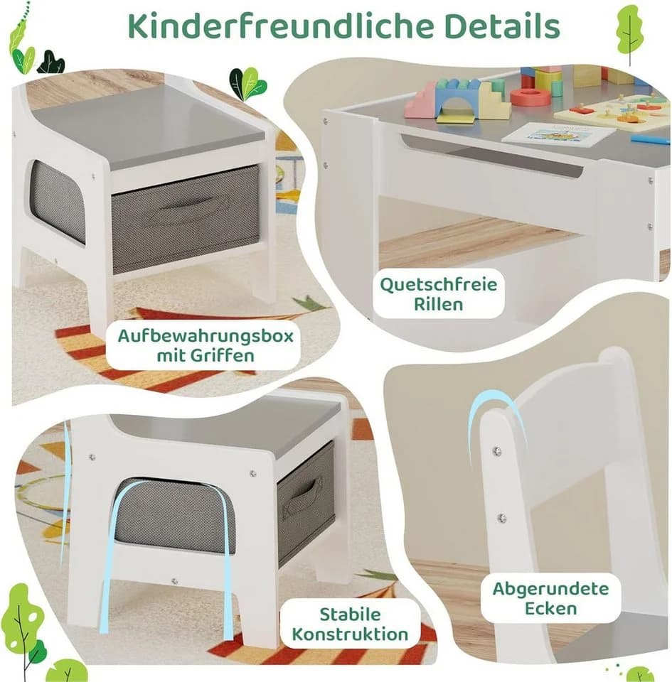 TLGREEN Kindersitzgruppe 3-in-1 mit Whiteboard & Stauraum - Bild 5