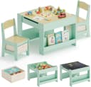 TLGREEN Kindersitzgruppe 3-in-1 Multifunktional Grün mit Whiteboard & Stauraum Bild 2