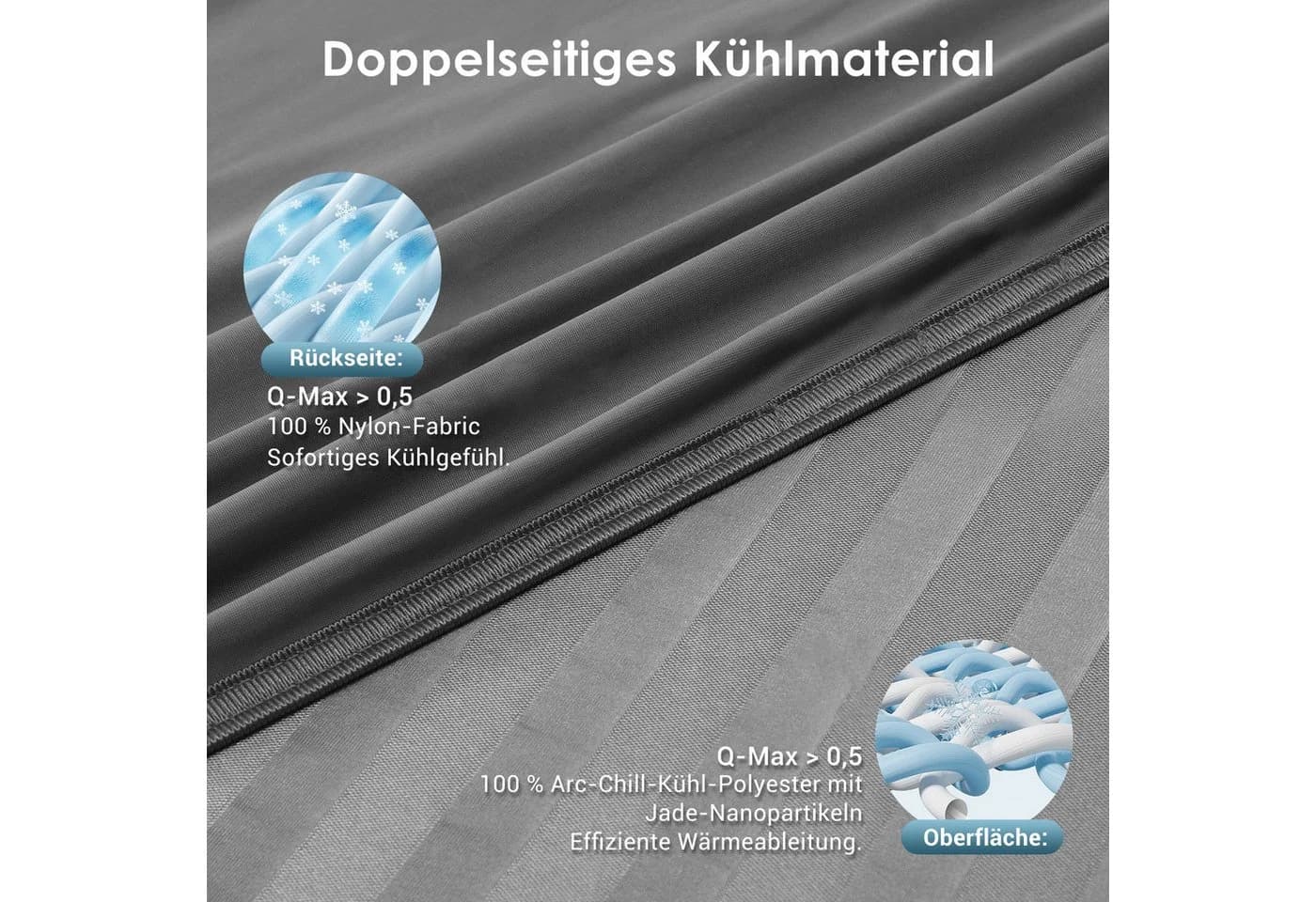 Elegear Kühldecke Selbstkühlend Grau Polyester Doppelseitig - Bild 3