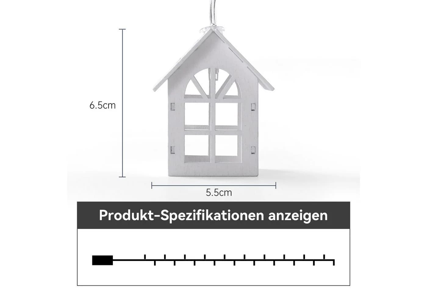 Quntis LED-Lichterkette 150cm Häuschen Design Warmweiß Batteriebetrieben - Bild 5