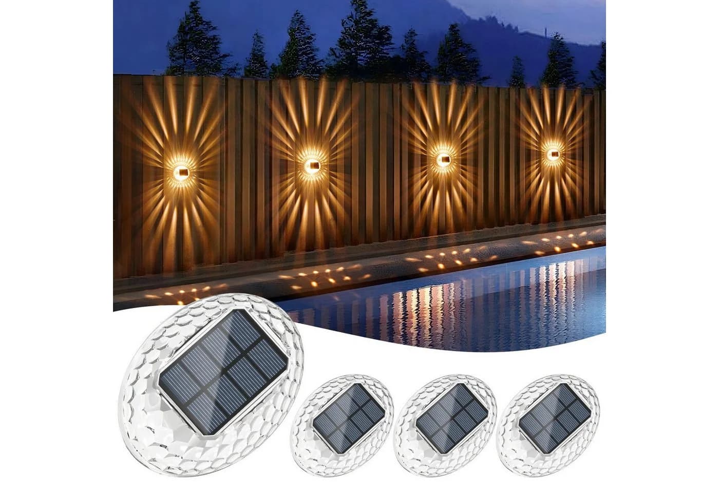 Quntis LED Solarleuchte 4 Stück Aussen Bodenbeleuchtung IP65 Wasserdicht - Bild 2