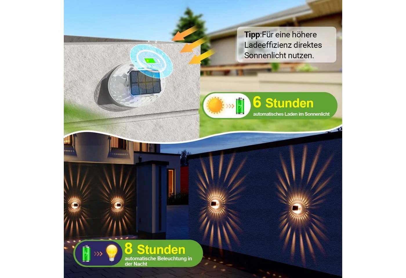 Quntis LED Solarleuchte 4 Stück Aussen Bodenbeleuchtung IP65 Wasserdicht - Bild 4