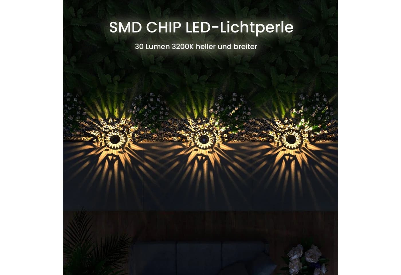Quntis Gartenleuchte LED Solar Warmweiß mit Erdspieß - Bild 3