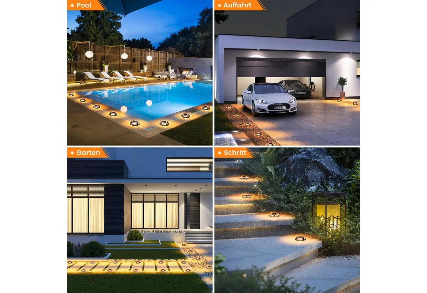 Quntis LED Solarleuchte 4 Stück Außen Dimmbar Warmweiß - Bild 5