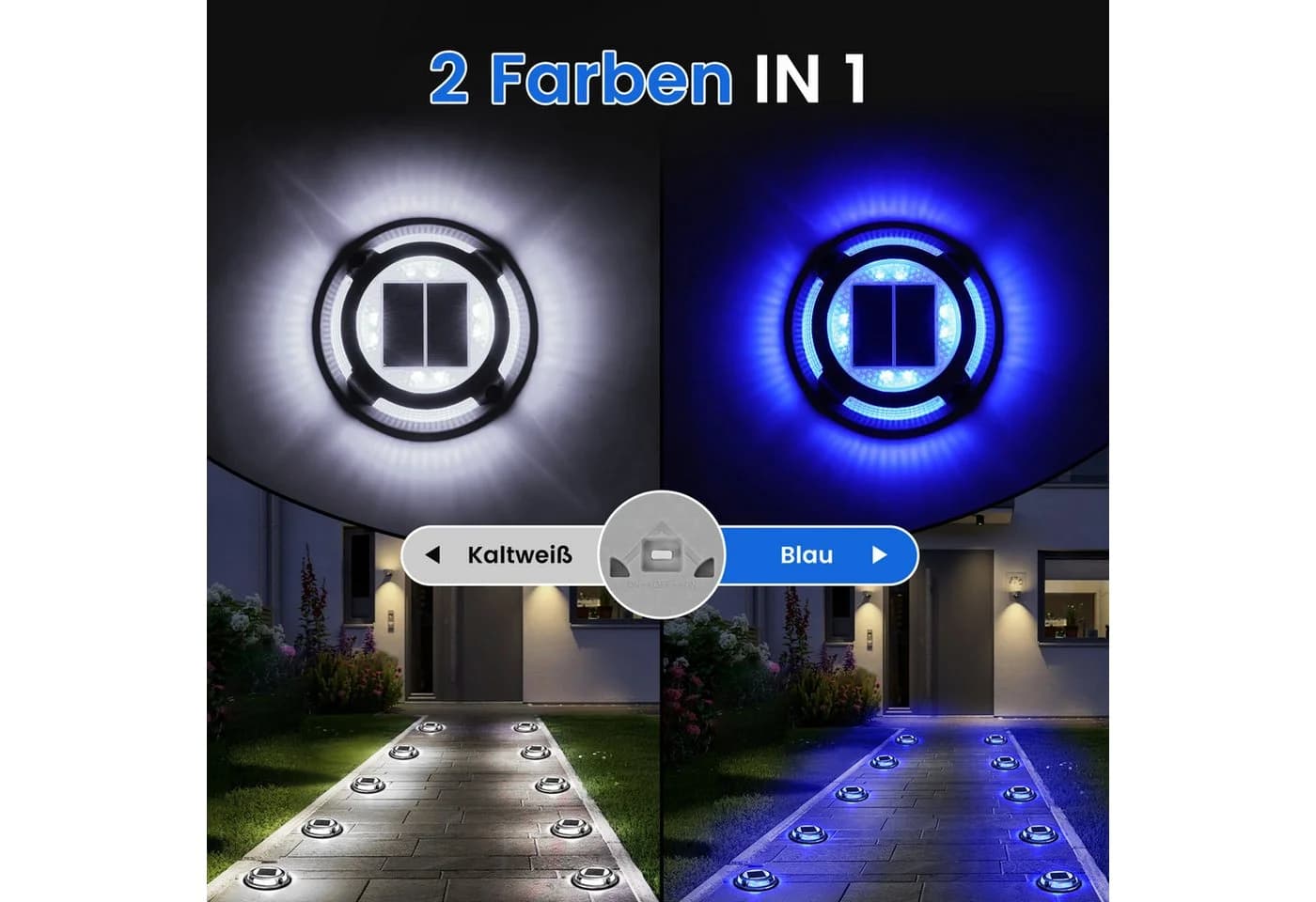 Elegear Solarleuchte 4/8 Stück Blau/Weiß Gartenleuchte