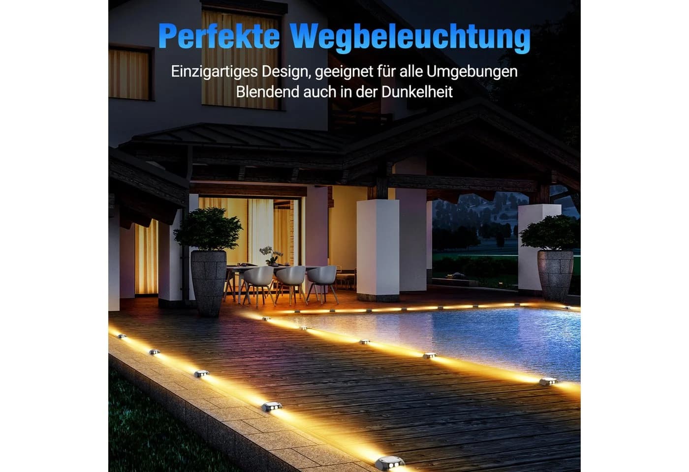 Quntis LED Solarleuchte Warmweiß 4 Stück