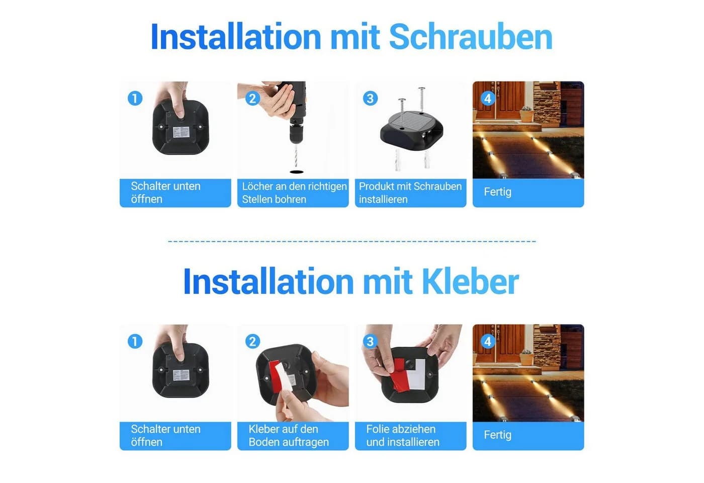 Quntis LED Solarleuchte Warmweiß 4 Stück - Bild 5