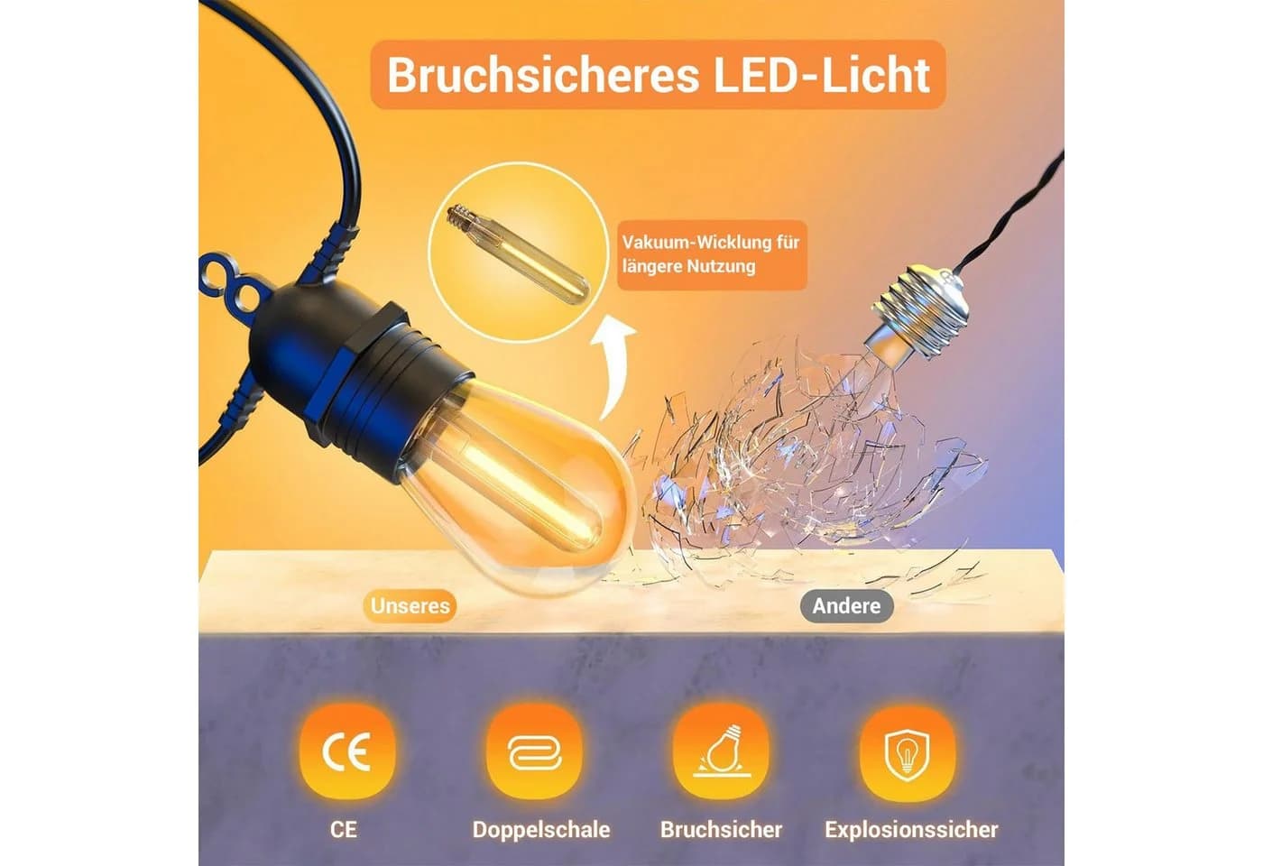 Quntis LED Solarleuchte Solar Lichterkette Warmweiß 12,5m - Bild 4