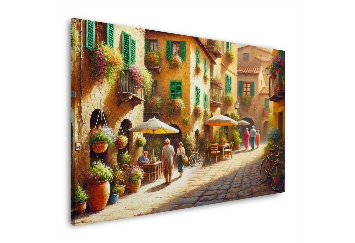 Artedinoi Leinwandbild Italien Toskana malerische Gasse mit Blumen und Café XL - Bild 2
