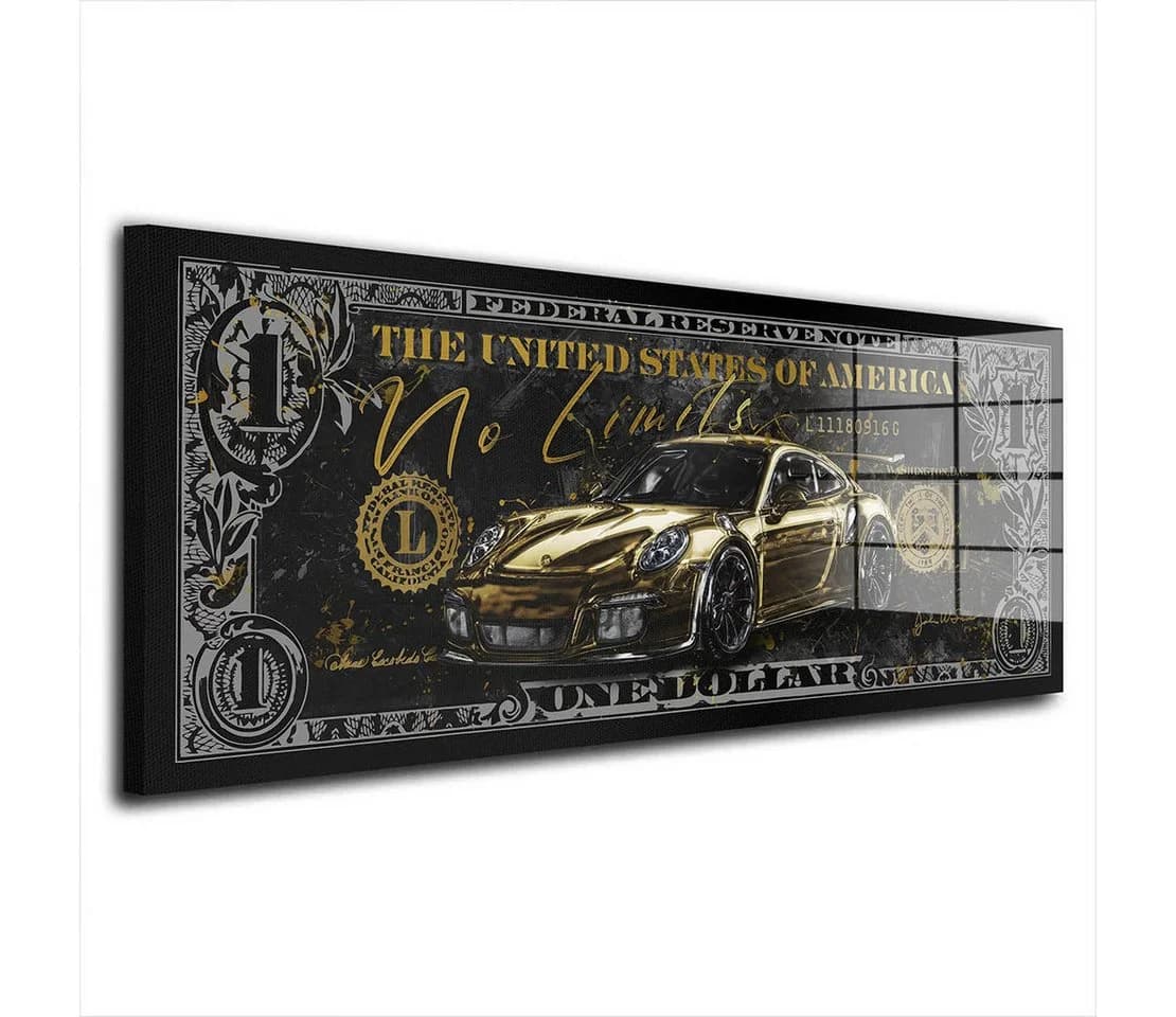 Artedinoi Acrylglasbild Porsche Sportwagen Gold Schwarz Silber - Bild 2