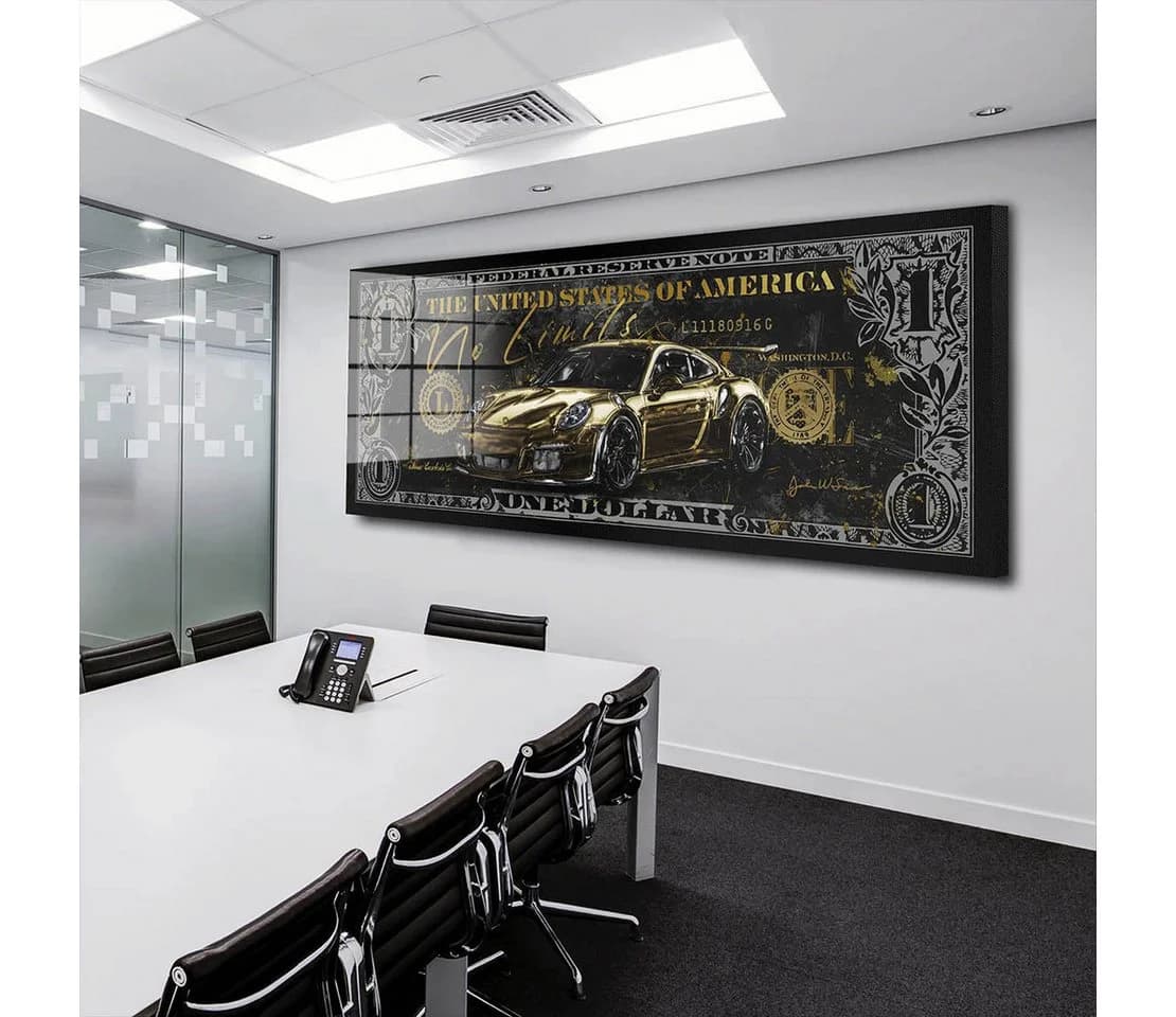 Artedinoi Acrylglasbild Porsche Sportwagen Gold Schwarz Silber - Bild 3
