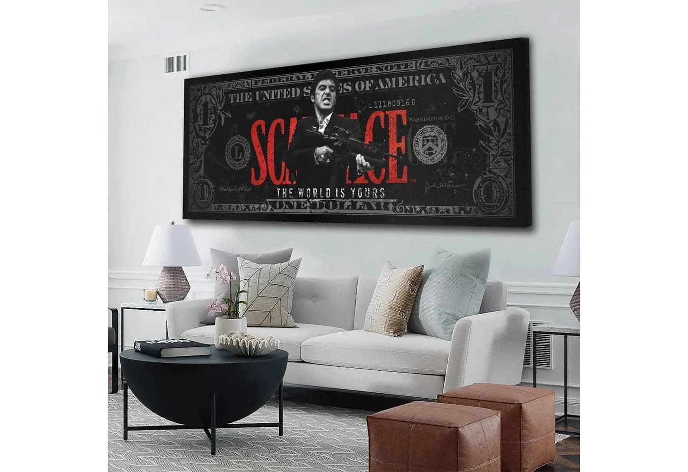 Artedinoi Leinwandbild Motivation Dollar Zitat Schwarz/Rot - Bild 3