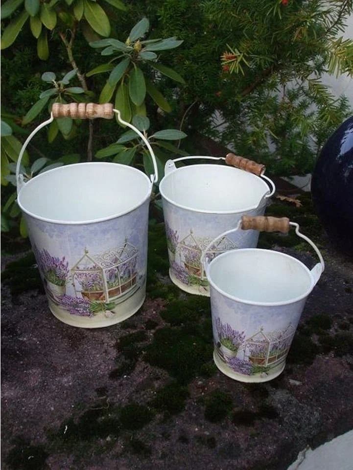 Deko-Impression Pflanztopfset 3er Lavendel Eisenblech
