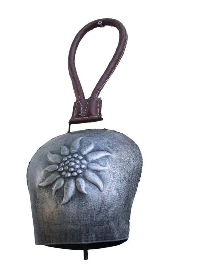 Deko-Impression Hängedekoration Klangvolle Kuhglocke Eisen Grau Lederband 25 cm - Bild 2