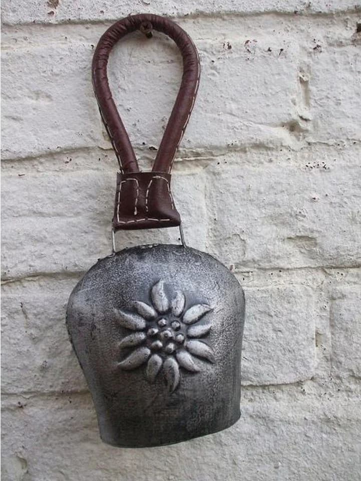 Deko-Impression Hängedekoration Klangvolle Kuhglocke Eisen Grau Lederband 25 cm - Bild 3