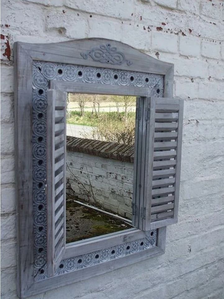 Deko-Impression Dekospiegel mit Fensterläden Grau Landhausstil - Bild 5