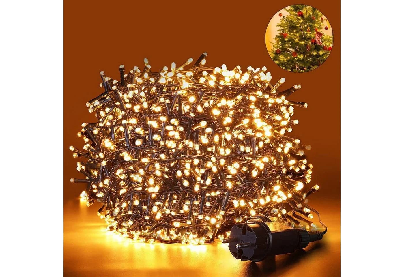 Elegear LED-Lichterkette 10-100M Warmweiß 8 Modi Lichtervorhang Weihnachtsbaum Deko - Bild 2