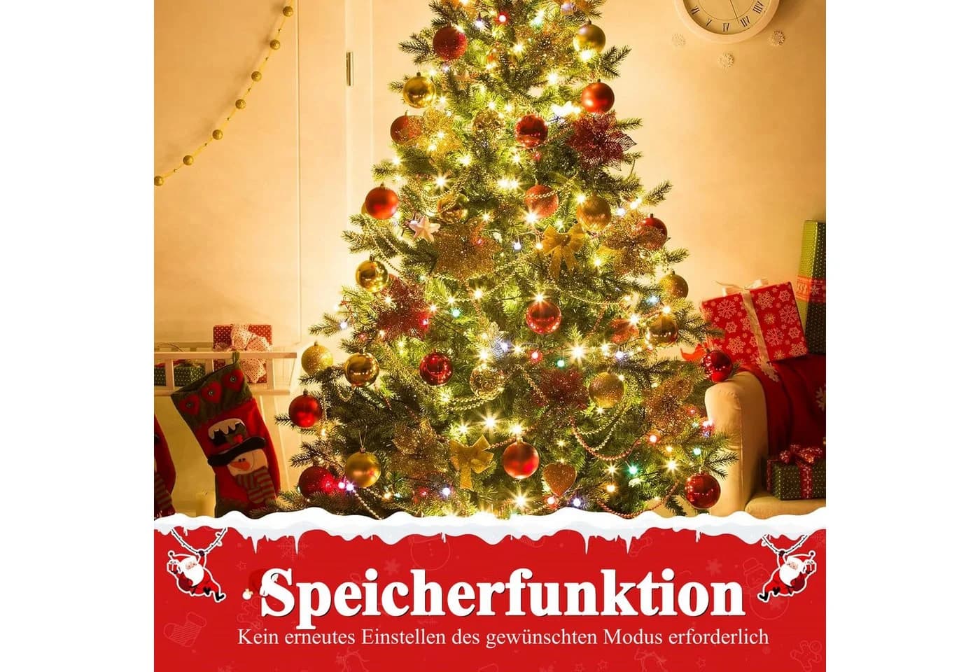 Elegear LED-Lichterkette 10-100M Warmweiß 8 Modi Lichtervorhang Weihnachtsbaum Deko - Bild 4