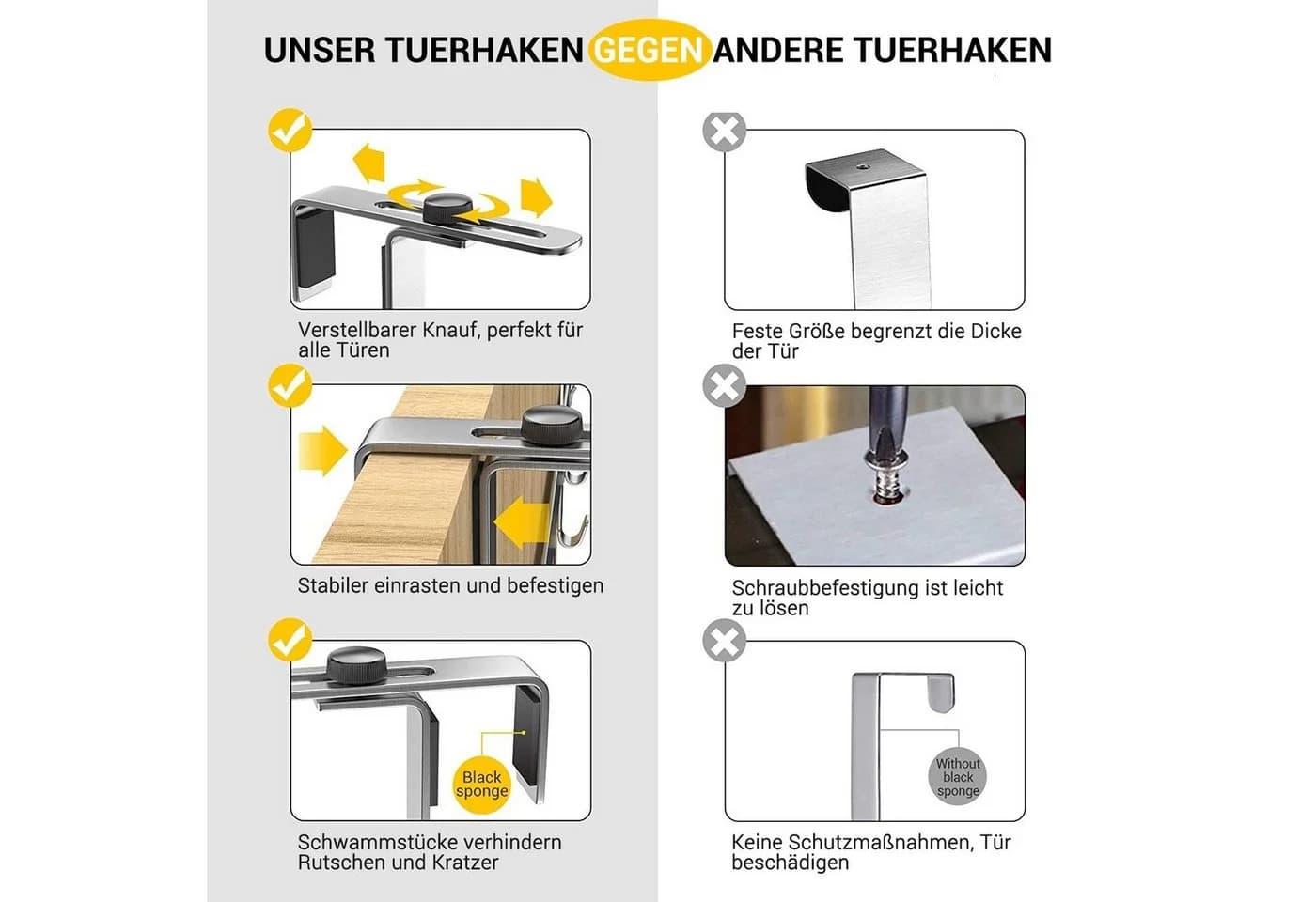 Elegear Kleiderhaken Edelstahl 6 Haken 40x22 cm - Bild 3