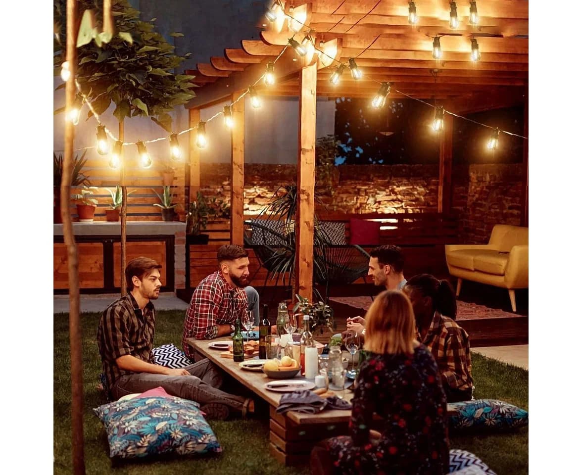 Elegear Outdoor-Lichterkette 31m Warmweiß LED Lichterkette Garten Balkon Party Weihnachten