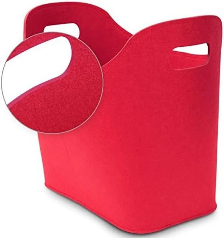 Kamino Kaminholzkorb Filz rot oval mit Griffen