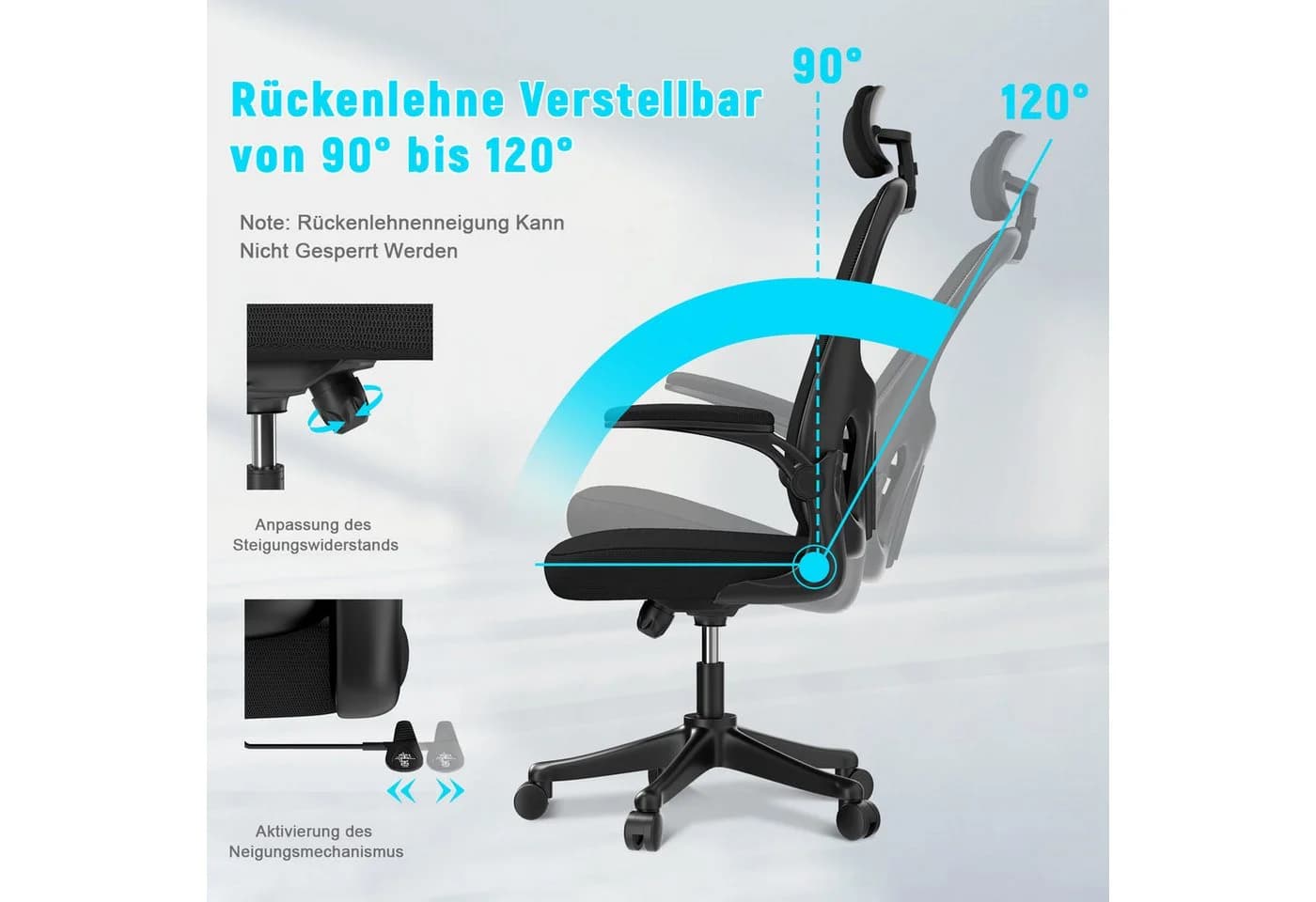 ZAISZE Bürostuhl Ergonomisch mit Kopfstütze & Mesh