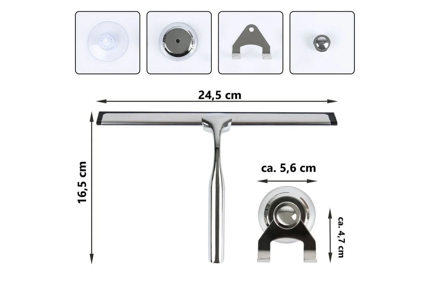 Montegoni Duschabzieher Edelstahl 25 cm mit Silikon-Wischlippe