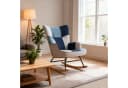 HomeMiYN Schaukelstuhl Samt Metallgestell Holzsockel Blau Bild 1
