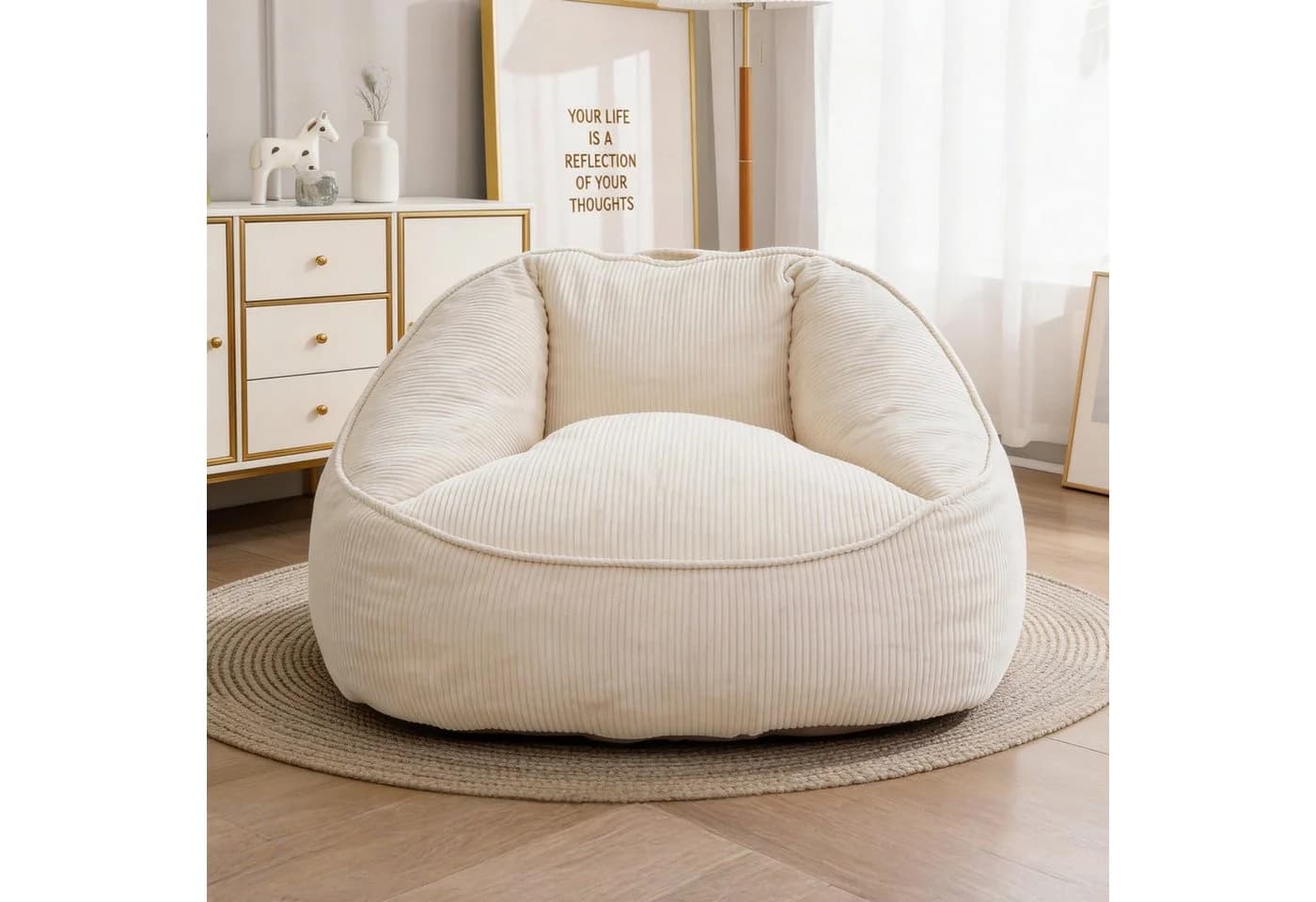 HomeMiYN Sitzsack „Birne“ Cord Beige Ergonomisch - Bild 2