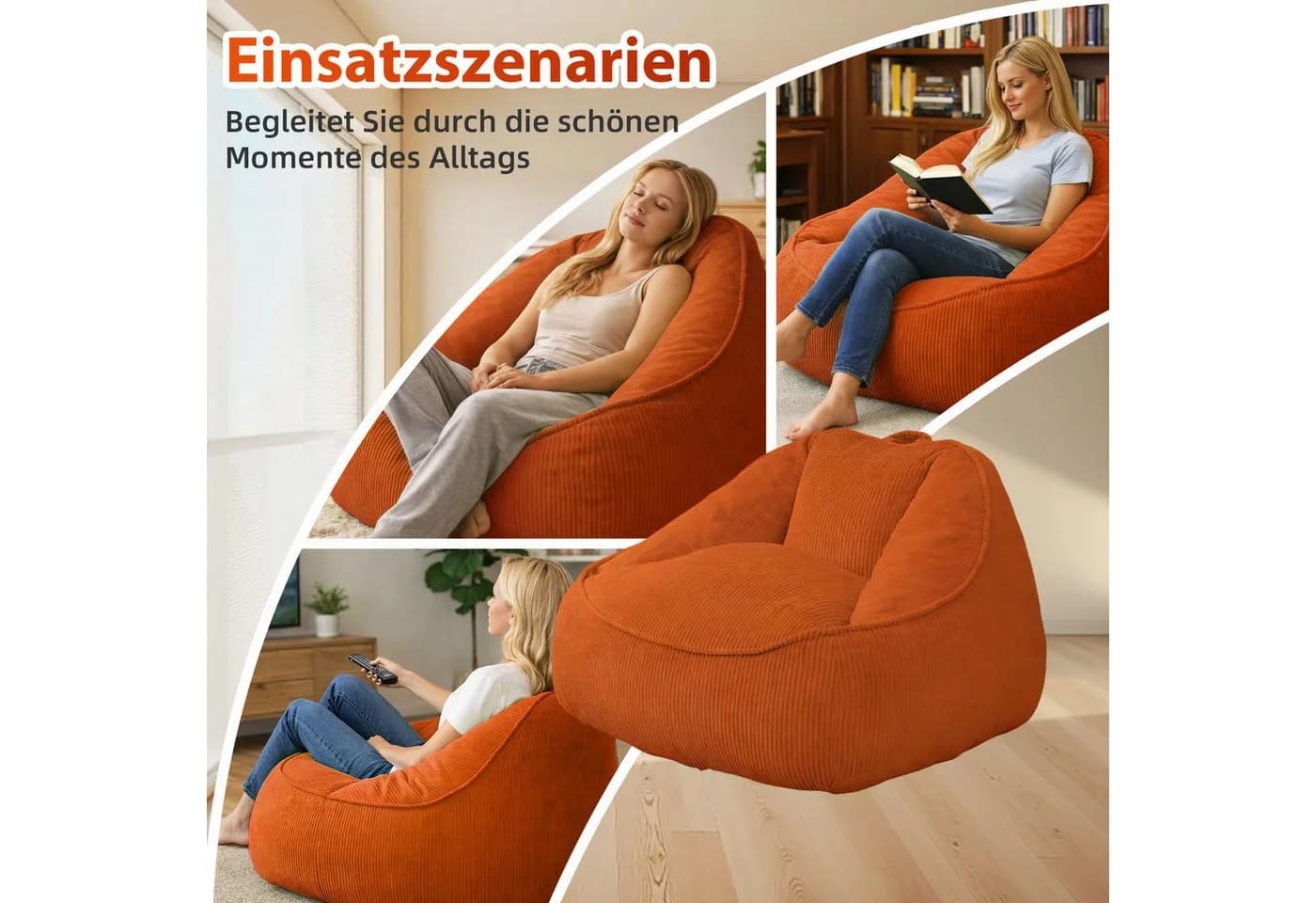 HomeMiYN Sitzsack Cord Birne Beige - Bild 4